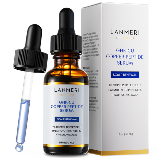 Lanmeri GHK-Cu Copper Peptide Serum for Hair Growth – Multi-Action Scalp Renewal System for Thinning Hair – Targets the Root to Support Fuller, Stronger Hair – Fast-Absorbing, Non-Greasy (1 fl oz)
