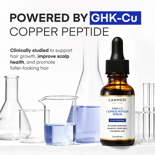 Lanmeri GHK-Cu Copper Peptide Serum for Hair Growth – Multi-Action Scalp Renewal System for Thinning Hair – Targets the Root to Support Fuller, Stronger Hair – Fast-Absorbing, Non-Greasy (1 fl oz)