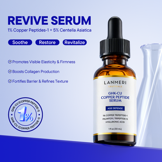 Lanmeri Copper Peptide Serum for Face: 1% GHK-Cu Anti-Aging Serum to Smooth Fine Lines, Improve Elasticity & Boost Collagen - 5% Centella Asiatica to Soothe & Repair Skin Barrier - 1 fl oz Visit the Lanmeri Store